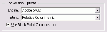 Рис. 16.7. Параметры Conversion Options отображаются в палитре Color Settings, когда включен режим Advanced Mode