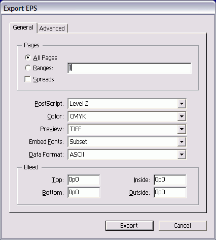  Рис. 18.27. Диалоговое окно Export EPS предназначено для создания файла EPS, который может быть использован в других программах