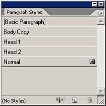 Палитра Paragraph Styles (Стили абзаца)