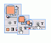 Пиктограммы Fill (обведены кружком) означают, что команда распространяется на фон объекта