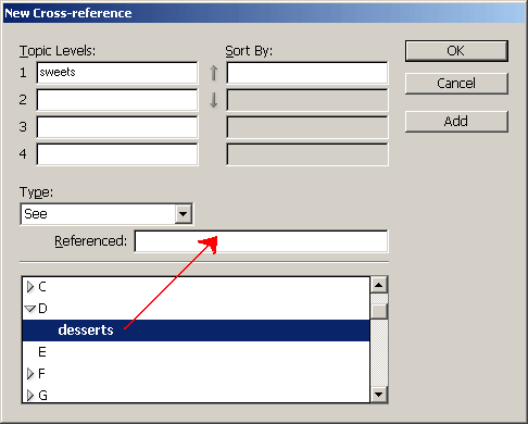 Создание перекрестной ссылки в предметном указателе InDesign CS2